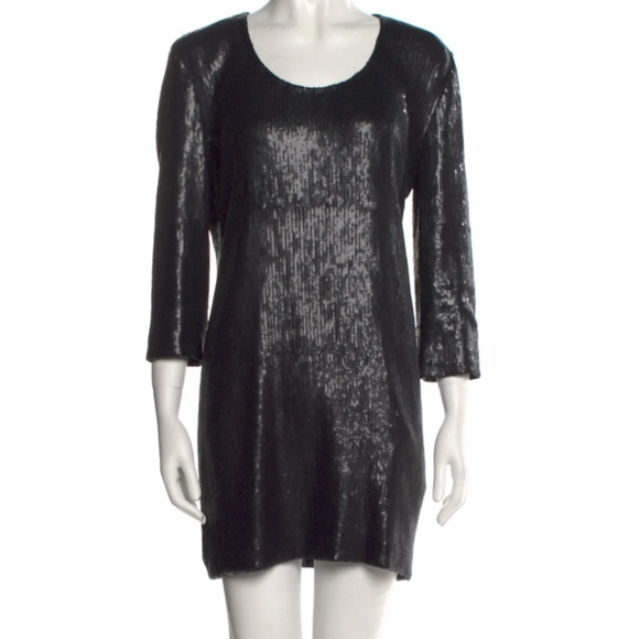 IRO Scooped Neck Black Sequined Mini Dress, Sz XS - Picture 1 of 3